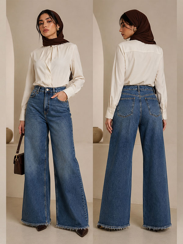 شلوار جین اورجینال زنانه واید لگ برند Primark | کد 23
